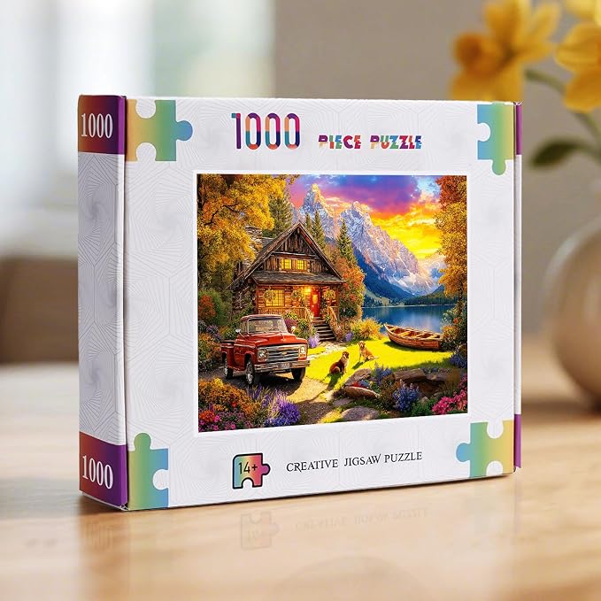 Lake Cabin Puzzles for Adults 1000 Pieces, Impossible Hard Difficult Challenging Jigsaw Puzzle 1000 Pieces, Christmas Birthday Gifts Home Decor for Adults/Friends/Family