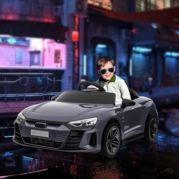 Aosom Licensed Audi RS e-tron GT 12V Ride On Car Truck for Kids, Electric Car Ride On Vehicle w/Parent Remote Control, Music, Lights, for Toddlers, Gray