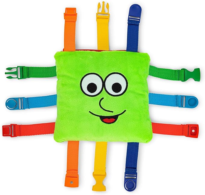 Buckle Toy - Buster Square - Learning Activity Toy - Develop Fine Motor Skills and Problem Solving - Easy Travel Toy - Educational Classroom Must Have