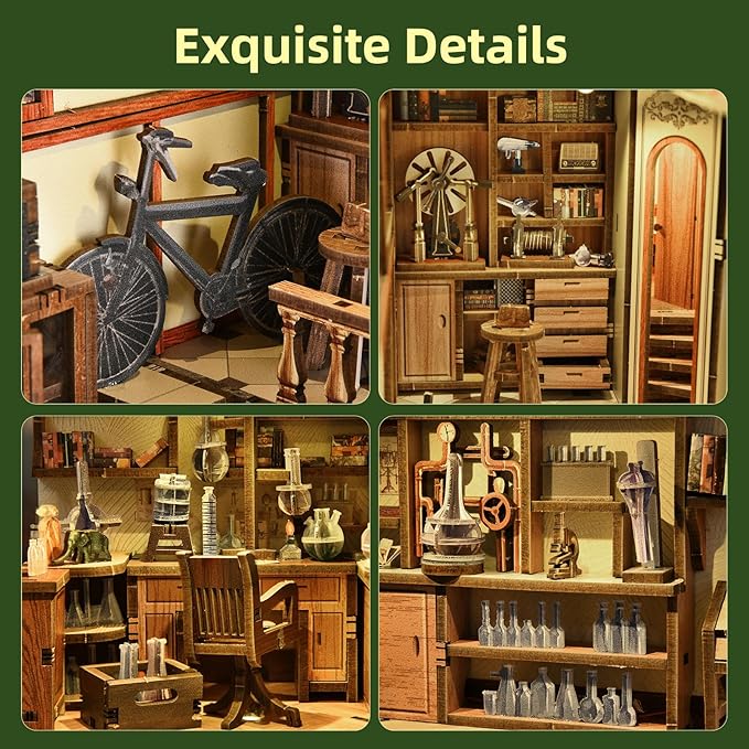 CCCDF Book Nook Kit - 3D Wooden Puzzles for Adults, DIY Scene Miniature Kit, Tiny House Booknook Craft Bookshelf Decor Mini Scale Model, Gifts for Puzzle Lovers (The Radium Lady)