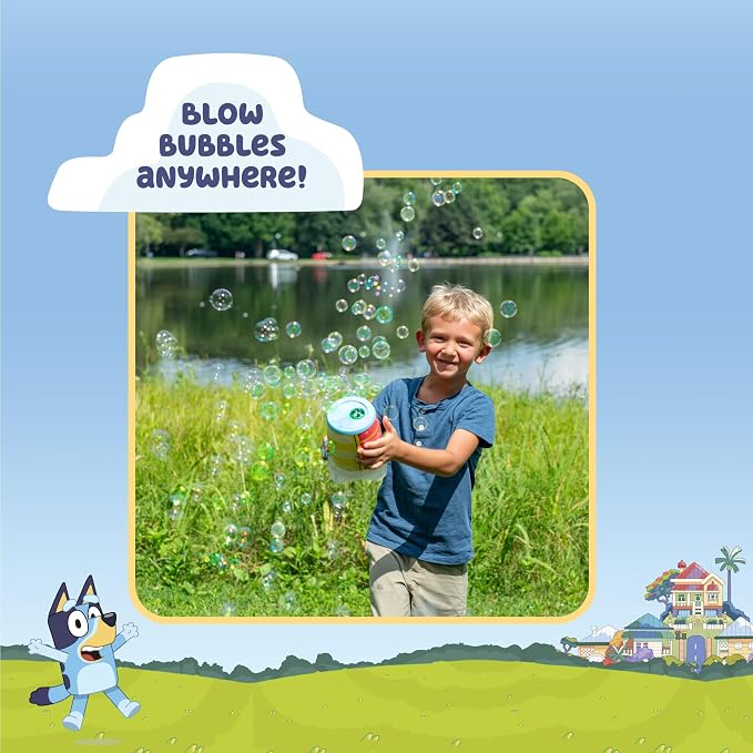 BLUEY Cyclone NO Spill Bubble Machine | Bluey Toy for Baby, Toddlers and Kids | Includes Non Toxic Bubble Solution