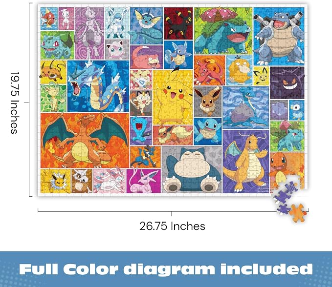 Buffalo Games - Pokemon - Frames - 1000 Piece Jigsaw Puzzle for Adults Challenging Puzzle Perfect for Game Nights - 1000 Piece Finished Size is 26.75 x 19.75, Large