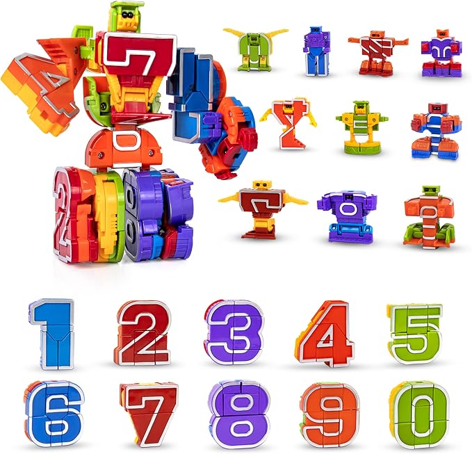 Lydaz 10 Pcs Number Robots Toys for Kids, STEM Educational Learning Action Figure Toys, Number Blocks Bots, Action Figures Toy, Preschool Math Toy, Birthday Gifts for Boys Girls 3 4 5 6 Years Old