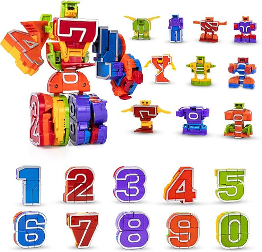 Lydaz 10 Pcs Number Robots Toys for Kids, STEM Educational Learning Action Figure Toys, Number Blocks Bots, Action Figures Toy, Preschool Math Toy, Birthday Gifts for Boys Girls 3 4 5 6 Years Old