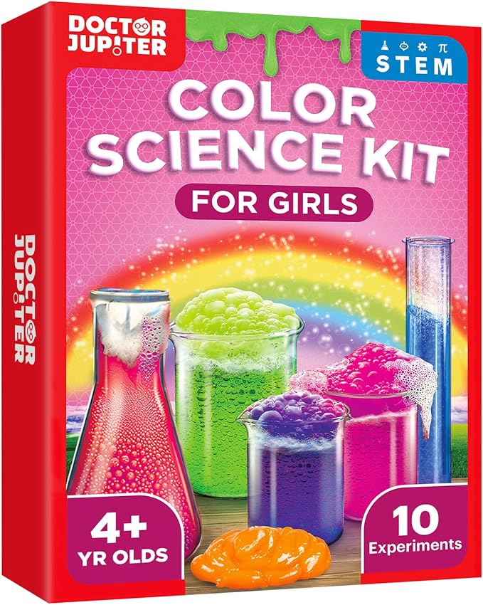 Doctor Jupiter Color Science Kit for Girls Ages 4-5-6-7-8 | Birthday Gift Ideas for 4+ Year Olds | Toy Stem Kit with 10 Experiments | Preschool Learning & Educational Projects