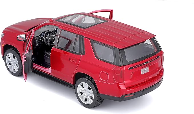 Maisto M31533 Chevy Tahoe 1/24 Red Plastic Miniature Vehicle for Children from 3 Years Old Ideal for Stimulating the Imagination and Creativity of Little Ones.