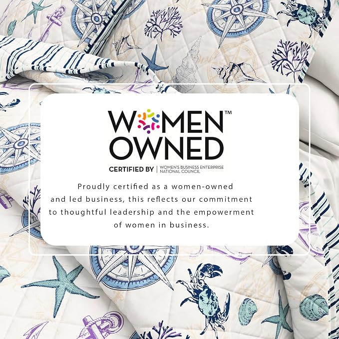 Great Bay Home Coastal Quilt Set - 2-Piece Twin/Twin XL Size Blue Nautical Bedding Set - Lightweight, All-Season, Reversible Bedspread (Nautical Motif)