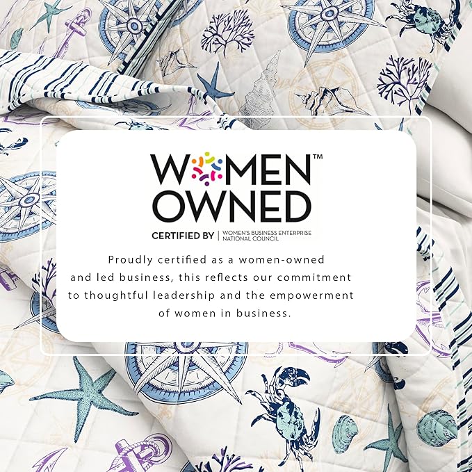 Great Bay Home Coastal Quilt Set - 3-Piece King/California King Size Blue Nautical Bedding Set - Lightweight, All-Season, Reversible Bedspread (Nautical Motif)