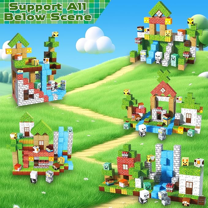 ToyUnited 200PCS Magnetic Blocks - Magnetic Building Blocks, Magnet Cubes Game, Stacking Forest Set, STEM Montessori Sensory Stacking Toys for Kids Boys and Girls Ages 3+ Birthday Gifts