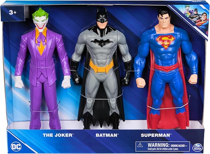 DC Comics Superhero Action Figure Toy: Batman, Superman, and The Joker Gift Set (9.5 Inch, 3 Point Articulation) - Justice League Action Figure Gifts for Men, Boys & Girls