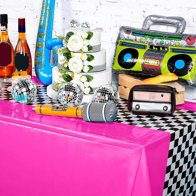 Irenare Car Birthday Party Supplies Racing Decorations 50s Party Tablecloth Racetrack Table Runner Table Covers for Kids Boy Car Theme Birthday Decor, 54 x 108 Inch(Rose Red,6 Sheets)