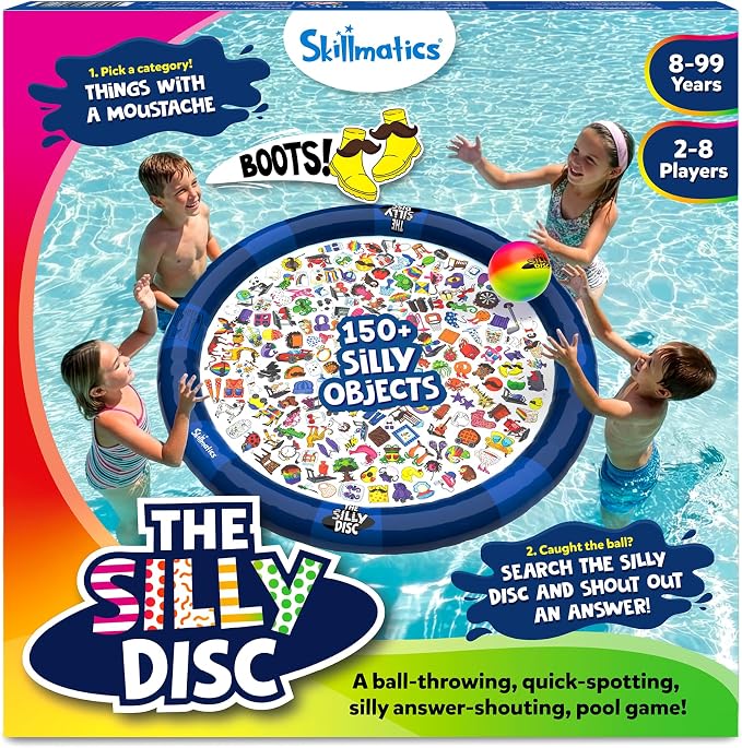 Skillmatics The Silly Disc – Pool Party Game for Kids, Teens & Adults, Funny Spot & Shout Game, Swimming Pool Toy, Outdoor Family Activity, Summer Game, Hilarious Gift for Ages 8, 9, 10 & Up