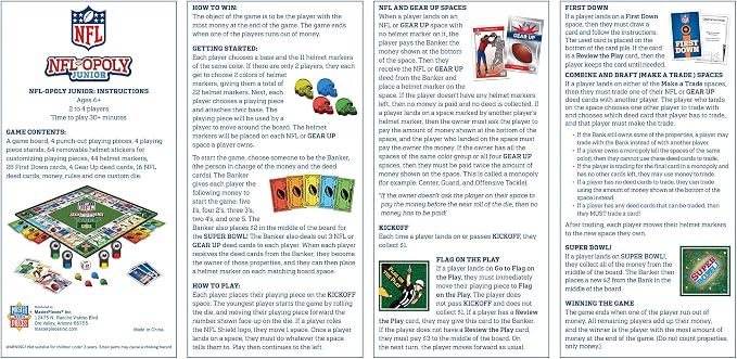 MasterPieces Kids & Family Board Games - NFL Opoly Jr. - Officially Licensed Board Games for Kids, & Family