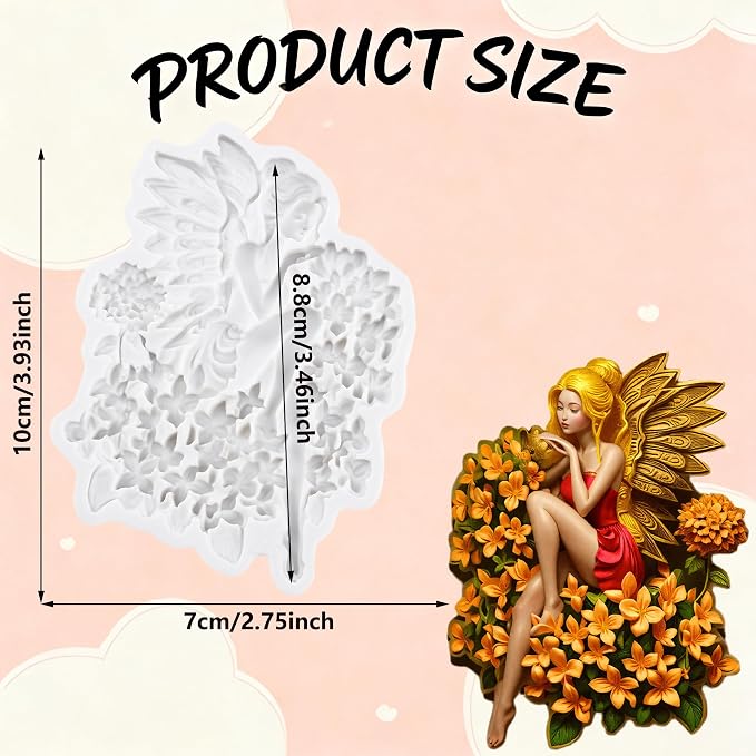 3D Flower Fairy Polymer Clay Molds Butterfly Fairy Silicone Mold for DIY Crafts Epoxy Resin Casting Polymer Clay Tools Craft Air Dry Jewelry Making