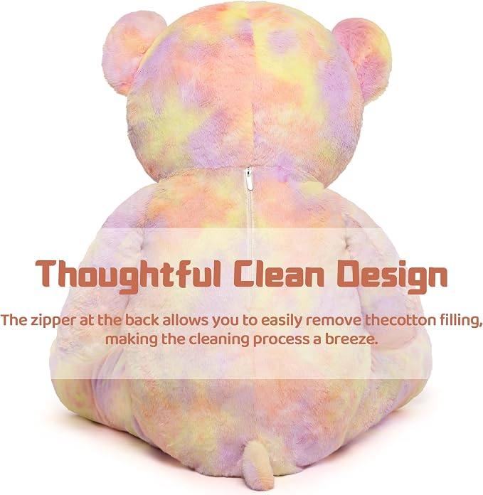 Tezituor 40in Giant Teddy Bear Stuffed Animal,Big Bear Plush Toys,Rainbow Yellow Soft Bear Plushies, Stuffed Animals Gifts for Baby Shower, Valentine, Christmas, Birthday, Party Decoration