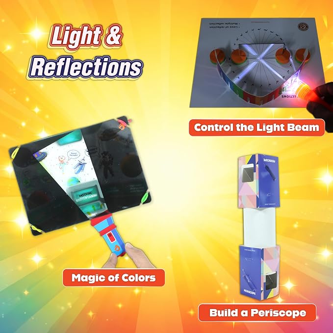 Butterfly EduFields My First Light & Optics Science Kit for Kids Ages 6-12 | 20 Spy Science Missions Across 7 Levels | Mirrors, Periscope, Color & Illusions | STEM Gift for Boys & Girls