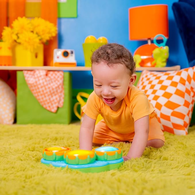Bright Starts Safari Beats Musical Drum Toy with Lights, Ages 3 Months +, Multi (Pack of 2)