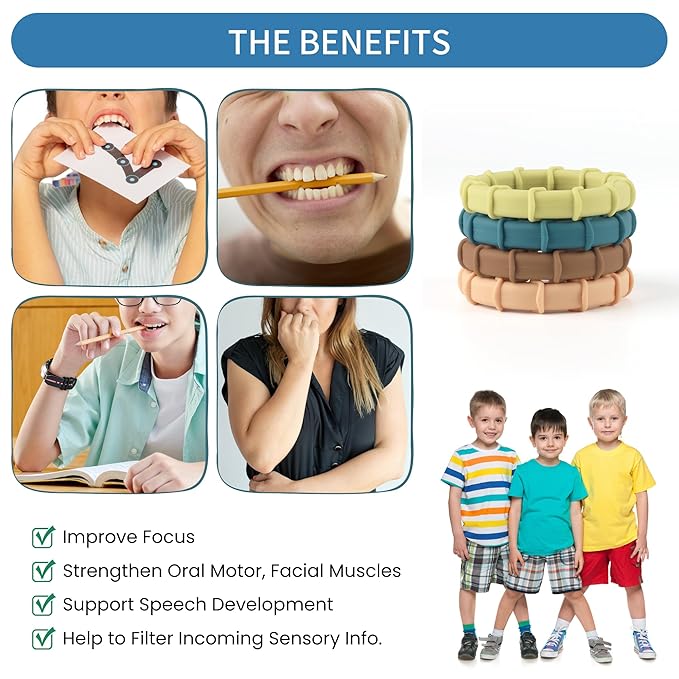 Sensory Chew Ring Toys for Autistic Chewers, Oral Motor Chewable Bracelets for ADHD, SPD, Oral Motor Stimulation or Special Needs