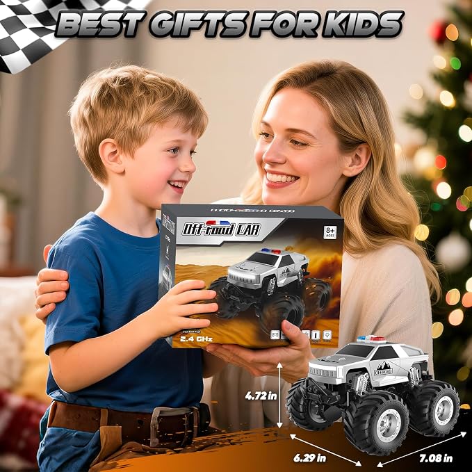 Remote Control Car, All Terrain Remote Control Truck, RC Cars with 360 Degree Spins, Pickup-Style Toy Car with Light, Rechargeable RC Truck for Boys Girl Kids 4-7 8-12 6-8