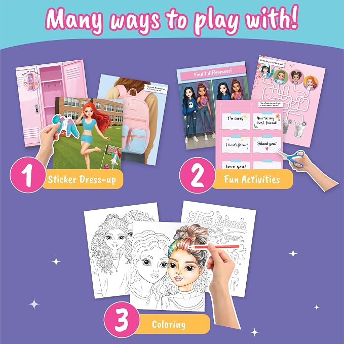 BSCOOL Me and My Bestie - Sticker Dress Up, Drawing, Coloring and Fun Activity for Girls Ages 5 and Up. Creative Fashion Design for Betfriends.Gift for Girls