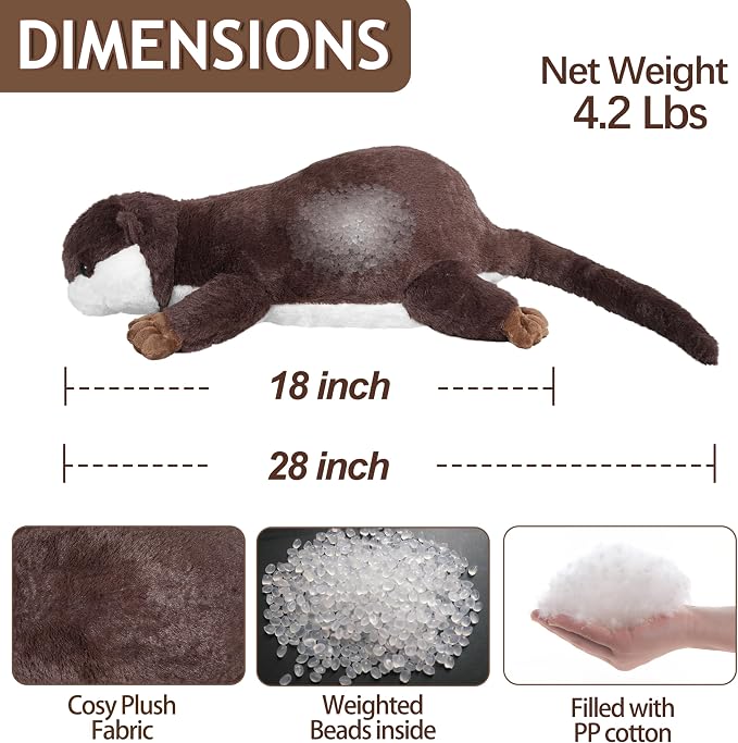 CSVBTRF Weighted Stuffed Animals, 4.1 lbs 18" Otter Plush Hugging Pillow, Weighted Otter Stuffed Animal Gifts for Kids Boys and Girls