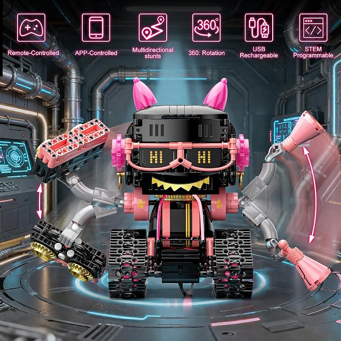 5in1 STEM Robot Building Kits for Kids 6-12, APP & Remote Control STEM Rock Robot Building Toys for Kid, Coding Interactive Tank Truck Vehicle Building Sets for Boys Girls Birthday Xmas Gift
