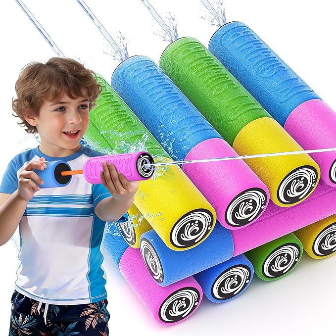 Water Guns for Kids Adults Toddler, High-Capacity Foam Squirt Gun Toy, Summer Fun Water Toys for Pool Outdoor Beach Games, Water Blaster for Ages 4-8 8-12 Boys Backyard Party Play (6.3" 12PCS)