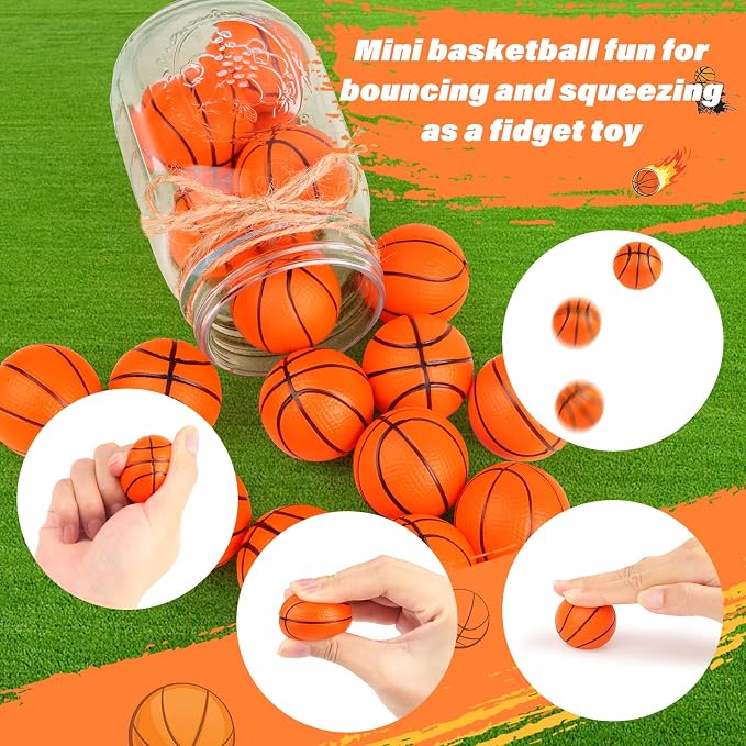Mini Basketball Stress Balls 20 Packs Mini Basketball Foam Small Foam Squeeze Anxious Toy Sports Stress Ball for Kids School Carnival Reward Christmas Party Bag Gift Fillers