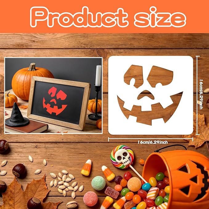 40 PCS Halloween Drawing Stencils, 6 Inch Plastic Reusable Pumpkin Faces Painting Stencil, Jack - O'-Lantern Painting Templates for DIY Pumpkin Carving, Wood, Walls Art and Halloween Decoration