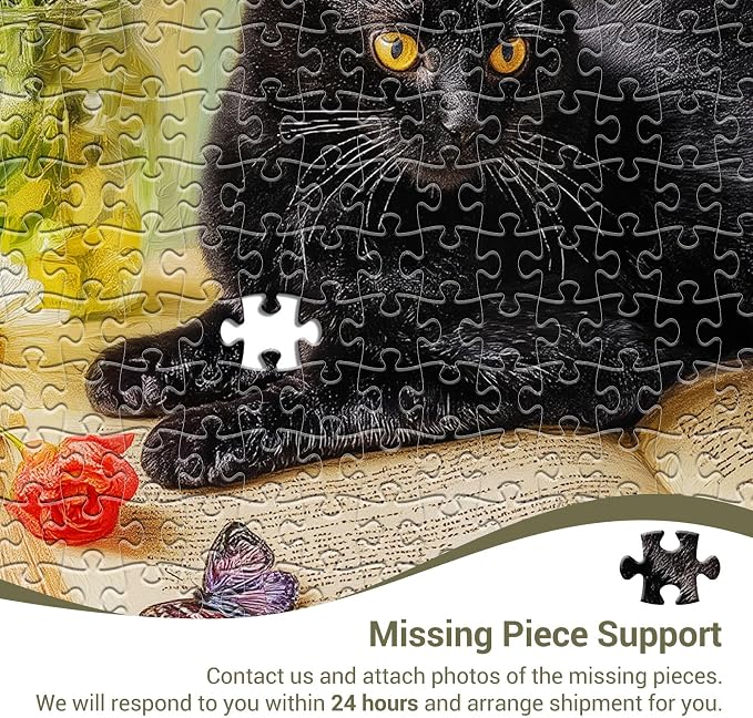 Cat on Book with Flowers Puzzles for Adults 1000 Pieces, Impossible Hard Difficult Challenging Jigsaw Puzzle 1000 Pieces, Christmas Birthday Gifts Home Decor for Adults/Friends/Family