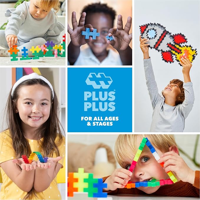 Plus-Plus: Open Play Tube - Glow-In-The-Dark Mix - 240 Pieces - Construction Building STEM Toy, Interlocking Mini Puzzle Blocks, Activity Kids Age 5+