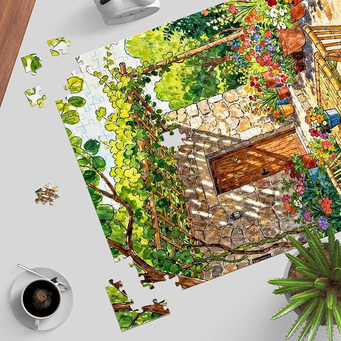 Puzzles for Adults 1000 Pieces, Jigsaw Puzzle for Adults, Fun Challenging Puzzle, Sunny Summer Patio Puzzles Game, Interlock Perfectly No Dust, Gifts for Easter Mother’s Day