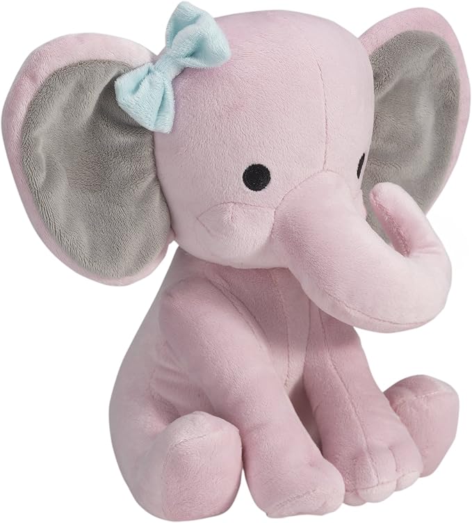 Bedtime Originals Twinkle Toes Pink Elephant Plush, Hazel, 1 Count (Pack of 2)