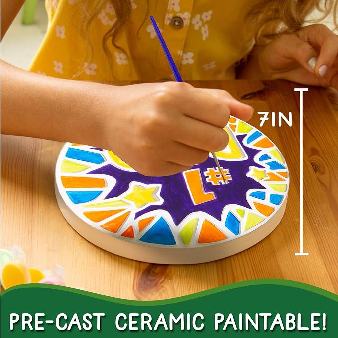 Creative Roots Paint Your Own #1 Dad Stepping Stone, Paintable Ceramic 7 in. Stone, Includes 6 Acrylic Paints & Paintbrush, Great Arts and Crafts for Kids Ages 8-12