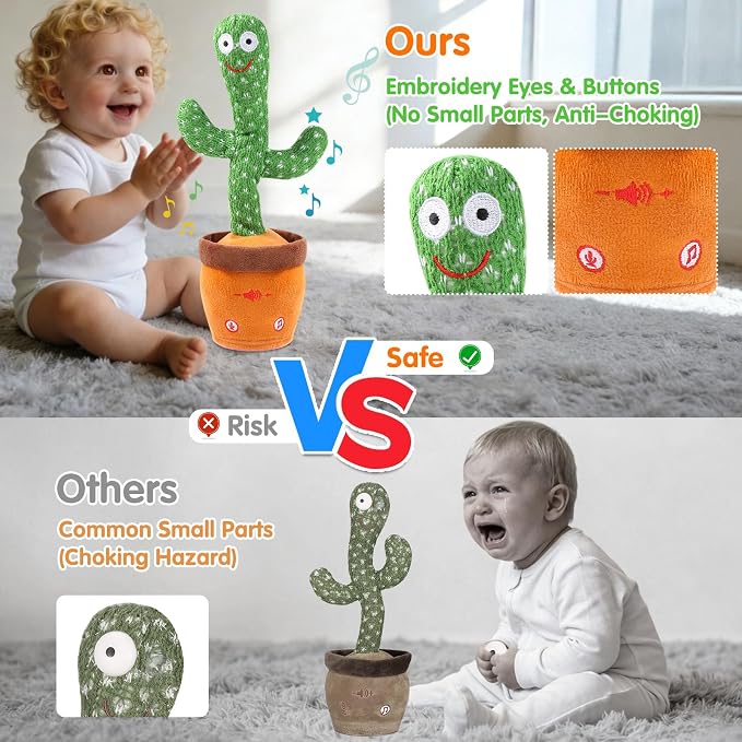 Dancing Talking Giraffe Toy, Stuffed Animal Baby Toy Repeating What You Say, Glowing Musical Giraffe Gifts for Toddlers and Babies, for Kids (Cactus)