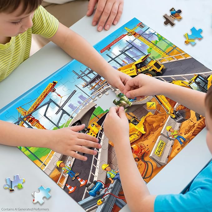 100 Pieces Puzzles for Kids Ages 4-8, Bulldozer Educational Kids 100 Piece Puzzle, Children Jigsaw Puzzles Kids Puzzles, Educational Learning Puzzle Toys for Girls and Boys