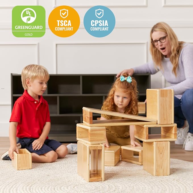 ECR4Kids Mobile Building Block Storage Cabinet, Large, Classroom Furniture, Grey Wash