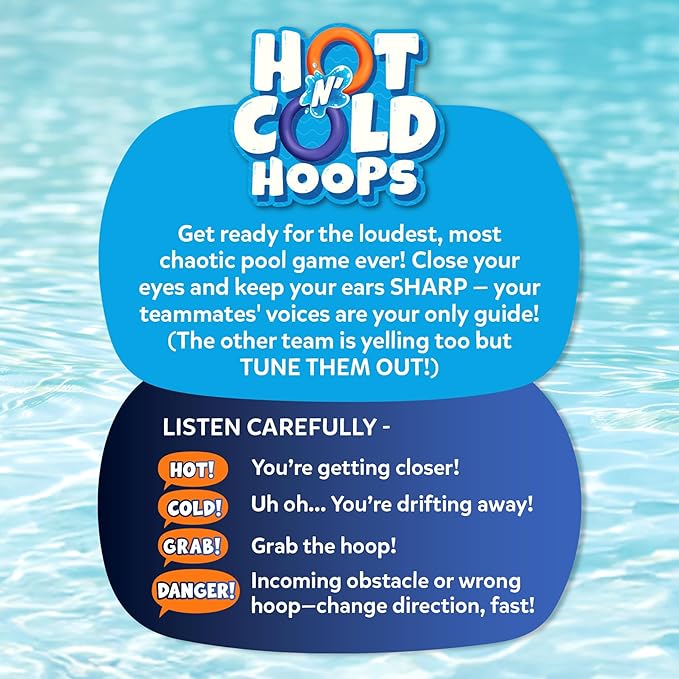 Skillmatics Pool Game – Hot ’N’ Cold Hoops, Fun Team Swimming Pool Toy for Kids, High-Energy Summer Game for Boys & Girls Ages 7, 8, 9, 10, 11 & Up, 4-12 Players, 8 Floating Hoops