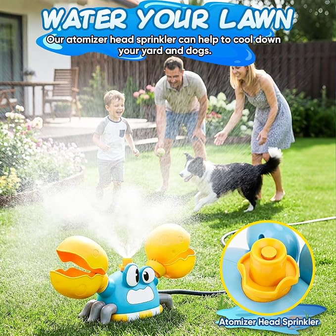 Water Sprinkler for Kids Toddlers, 4 in 1 Crab Sprinklers for Yard with 3 Spray Patterns & 4 Bean Bags for Toss Game, Kids Sprinklers for Outside Backyard, Summer Toys Water Fun for Kids 3 4 5 6 7 8