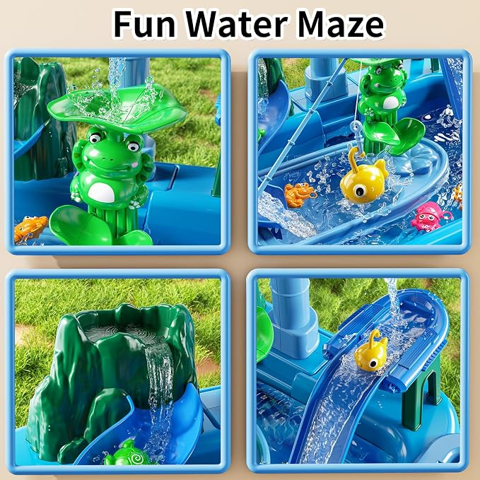 Water Table for Toddlers - Kids Play Sink with Pump and Running Water, Water Table for Kids Ages 4-8 with Fishing Games, Summer Outside Sensory Gift Toys for Boys and Girls 3 4 5 6 7 8