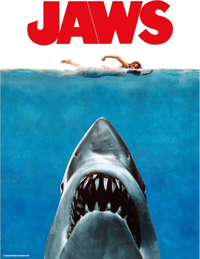 Aquarius Jaws 500 Piece Jigsaw Puzzle for Adults - Jaws One Sheet Movie Shark Puzzles Merchandise 14"x19" Collectible Gift