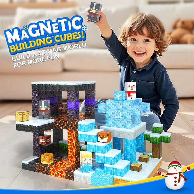 Coodoo 110PCS Magnetic Blocks - Build Mine Magnet World Magic Sword Portal Set, Magnet Kids Toys for Boys & Girls Age 3-5 4-8 5-7, STEM Magnetic Tiles Building Games Sensory Outdoor Toddler Toys