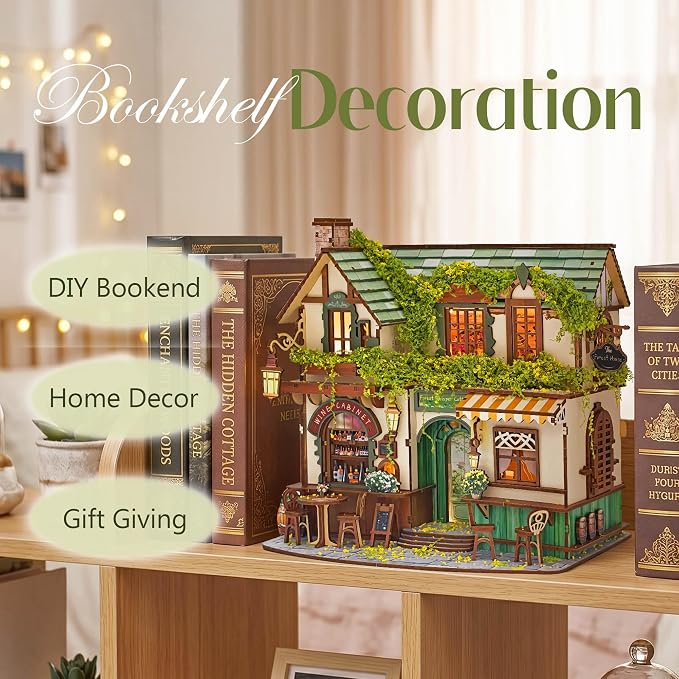 No Glue Needed DIY 3D Miniature House Kit for Adults | Beginner-Friendly,No Glue Snap-Fit Assembly,Atmospheric lighting,Step-by-Step Manual,Gift for Book Lovers
