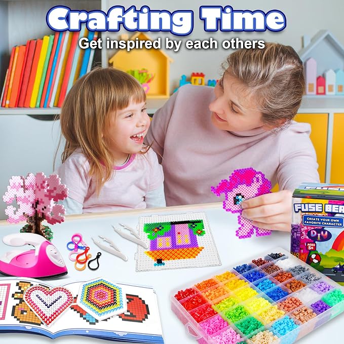 FUNZBO 11000 5mm Fuse Beads Kit - 36 Colors | 66 Patterns, Easter Arts and Crafts for Kids, Teens and Adults, Toys Crafts for Room Decorations, Birthday Gifts for Girls, Boys and Kids Age 5+