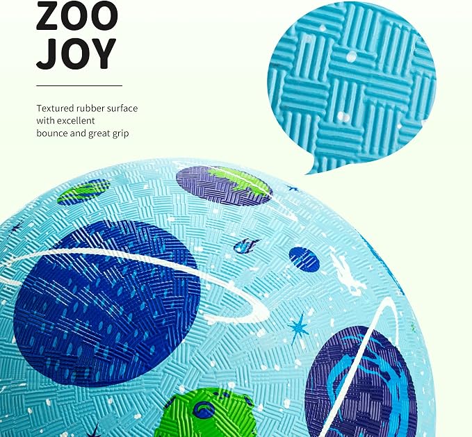 ZOOJOY Pack of 2 Cartoon Playground Balls, Balls for Toddler 3-12, 8.5" Rubber Ball Bouncy Kickball, Indoor & Outdoor Ball Game for Kids with Pump