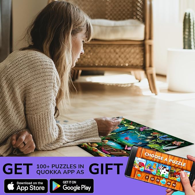 QUOKKA 100 Piece Puzzles for Kids Ages 4-6 – Floor Kids Puzzles Ages 6-8 Year Old – Toy for Learning Forest Bugs for 8-10 yo – Jigsaw Toddler Game for Boy and Girl Age 3-5