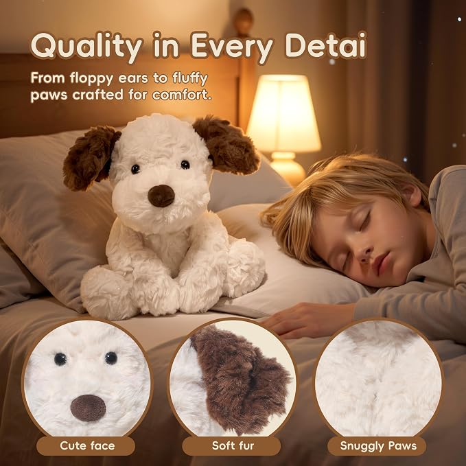 Stuffed Animals Dog Jack Russell Terrier Dog Plush Toys 13.8 inches Soft and Premium Puppy Plush Toy Gift for for Babies Children Adults, White with Brown Ears