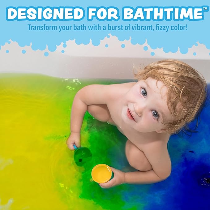 Tub Works® Bath Color Pops™ Moisturizing Kids Bath Bombs, 42 Count | Bath Bomb Refills for Bath Color Brush | Nontoxic & Fragrance-Free | 6 Unique Colors | Fizzy, Vibrant Water Color Tablets