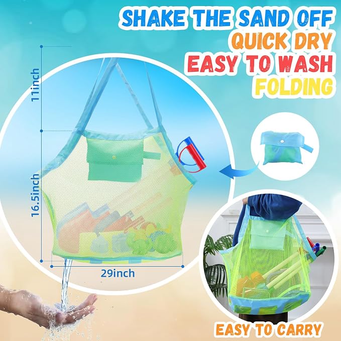 18 Pcs Beach Bucket Shovels Toys for Kids,Kids Collapsible Beach Sand Toys Sand Castle Sandbox with Long Shovel,Marine Life Castle,Sandbox with Bag for Boys Girls