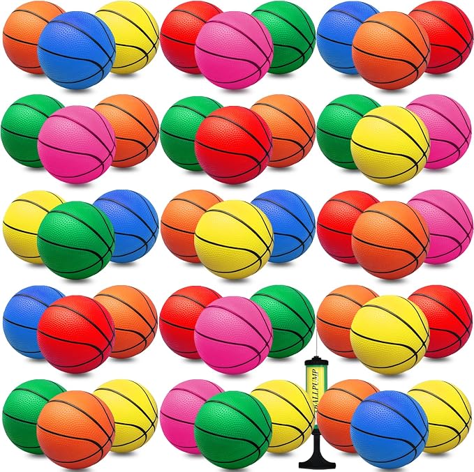 42Pcs 6" Mini Basketball Set, PVC Small Basketballs for Over The Door Hoop Games, Party Favors, Indoor Outdoor Play, Adults Kids, Pool Beach, Colorful